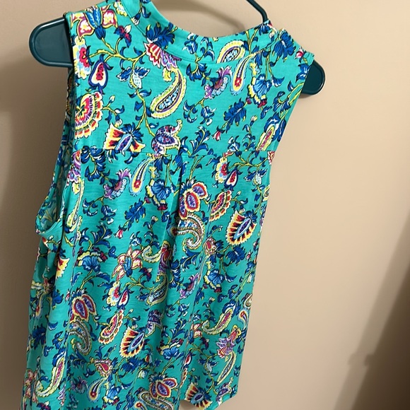 Lizzy Tank Top in Emerald and Aqua Multi Floral size medium- fits size Large - Picture 2 of 6